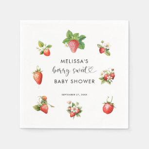 Elegant aardbei bessen lief meisje Baby shower Servet