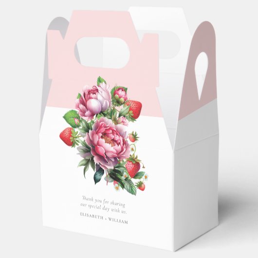 Elegant aardbei en peonies Summer Wedding Bedankdoosjes (Geopend)