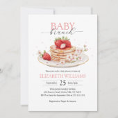Elegant Aardbei Pannenkoek Brunch Baby shower Kaart (Voorkant)