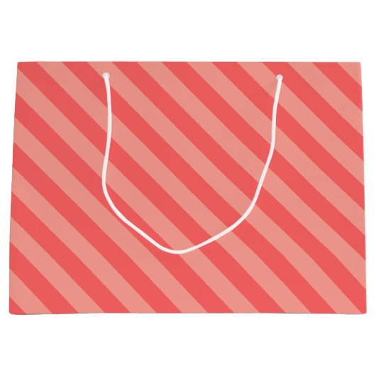 Elegant Aardbei Roze Gestreepte Patroon Groot Cadeauzakje (Voorkant)