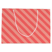 Elegant Aardbei Roze Gestreepte Patroon Groot Cadeauzakje (Achterkant)