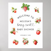 Elegant aardbeienbessen zoet Baby shower welkom Poster (Voorkant)