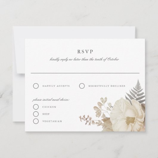 Elegant aardeachtig bloemenbruiloft RSVP Reply Kaa Kaart (Voorkant)