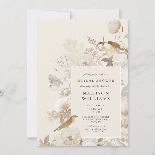 Elegant aardeachtig bloemig chique crème Vrijgezel Kaart (Voorkant)