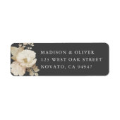 Elegant aardeachtig bloemig grijs bruiloft retoura etiket (Voorkant)