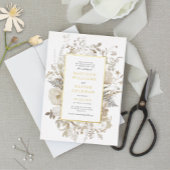 Elegant aardeachtig bloemig Lijst wit bruiloft ECH Folie Uitnodiging