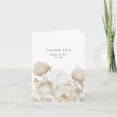 Elegant aardeachtig bloemig wit chique bruiloft bedankkaart (Voorkant)