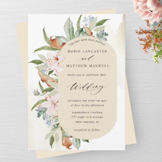 Elegant aardebloemen, Buttery Beige Oval Kaart