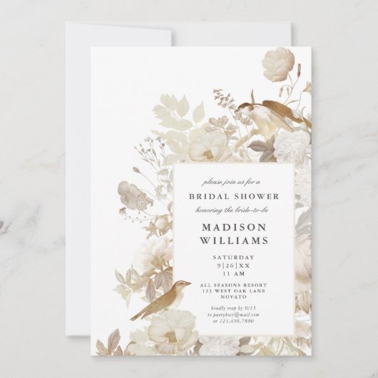 Elegant aards bloemig chique Vrijgezellenfeest Kaart (Voorkant)