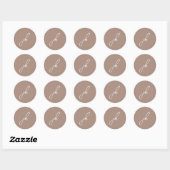 Elegant Aards Neutraal Schrift Monogram Huwelijk Ronde Sticker (Vel)