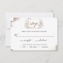 Elegant, aards Waterverf met maaltijdopties RSVP Kaartje