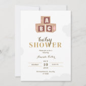 Elegant ABC blokkeert minimalistisch Baby shower Kaart (Voorkant)
