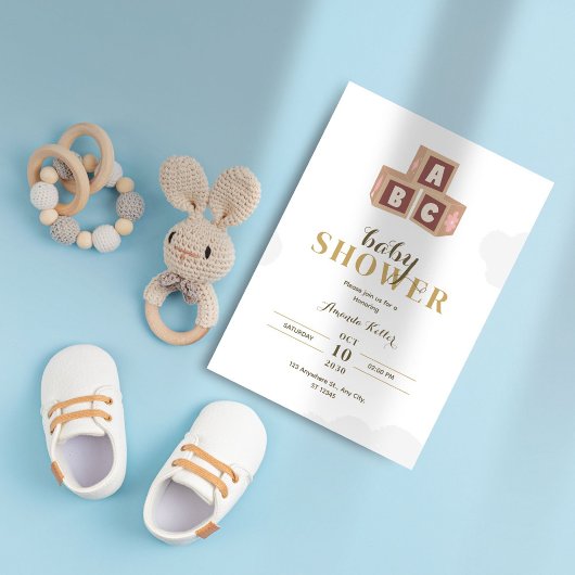 Elegant ABC blokkeert minimalistisch Baby shower Kaart