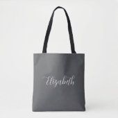 Elegant Abigail Script Persoonlijke naam Grijs Tote Bag (Voorkant)