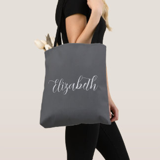 Elegant Abigail Script Persoonlijke naam Grijs Tote Bag