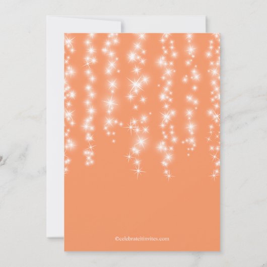 Elegant Abrikozen mousserende lichten Quinceañera Kaart (Achterkant)