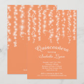 Elegant Abrikozen mousserende lichten Quinceañera Kaart (Voorkant / Achterkant)