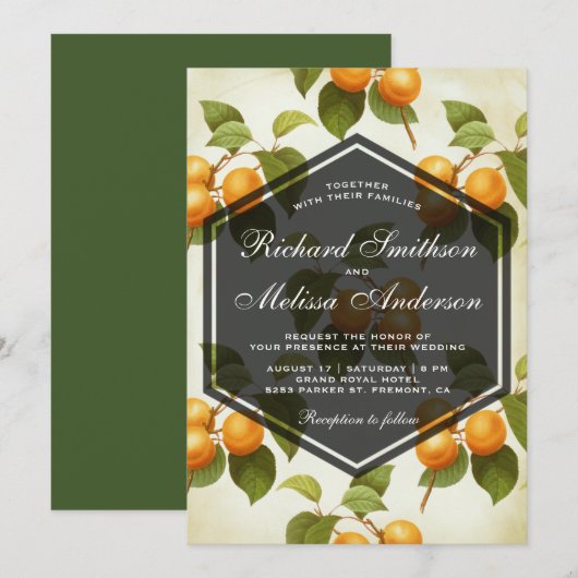 Elegant Abriot Fruit Wedding Invitation Kaart (Voorkant / Achterkant)