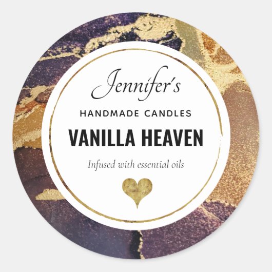 Elegant Abstract Agaat Alcohol Ink Business Ronde Sticker (Voorkant)