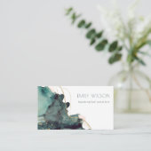 Elegant Abstract alcohol Ink Dusky Gold Green Visitekaartje (Staand voorkant)