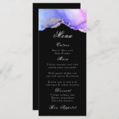 Elegant Abstract Amethist Zwart Trouwmenu Menu (Voorkant / Achterkant)