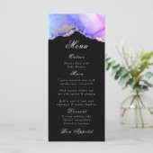 Elegant Abstract Amethist Zwart Trouwmenu Menu (Staand voorkant)
