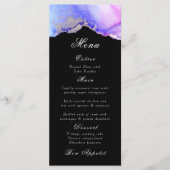 Elegant Abstract Amethist Zwart Trouwmenu Menu (Voorkant)