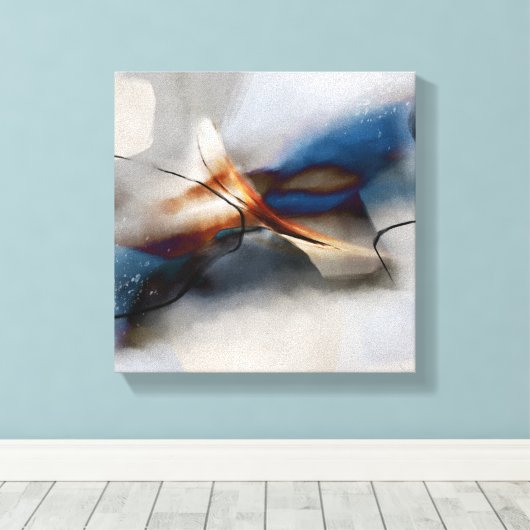 Elegant Abstract Art Blue Terracotta Painting Can Canvas Afdruk (Insitu (Houten vloer))