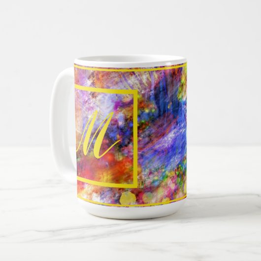 Elegant Abstract Art Monogram Koffiemok (Voorkant links)