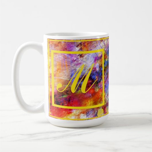 Elegant Abstract Art Monogram Koffiemok (Links)