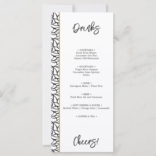 Elegant Abstract blad Border Dinner Drinken Menu (Achterkant)