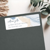 Elegant Abstract Blauw Beige Kuststrand Adres Etiket