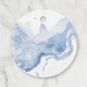 Elegant Abstract Blauw Beige Kuststrand Bruiloft Bedankjes Labels (Achterkant)