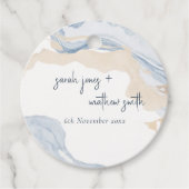 Elegant Abstract Blauw Beige Kuststrand Bruiloft Bedankjes Labels (Voorkant)