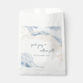 Elegant Abstract Blauw Beige Kuststrand Bruiloft Bedankzakje (Voorkant)