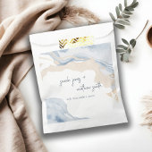 Elegant Abstract Blauw Beige Kuststrand Bruiloft Bedankzakje