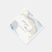 Elegant Abstract Blauw Beige Kuststrand Bruiloft Servet (Hoek)