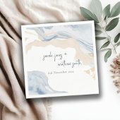 Elegant Abstract Blauw Beige Kuststrand Bruiloft Servet