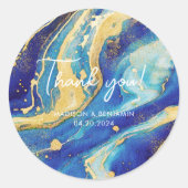 Elegant Abstract Blauw Goud Kleurrijk Dank u Gift Ronde Sticker (Voorkant)