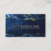 Elegant Abstract Blauw Marmer met gouden aderen Visitekaartje (Voorkant)