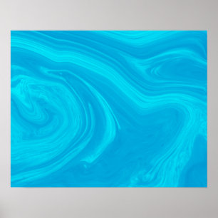 Elegant Abstract blauw, vloeibaar marmer   Poster