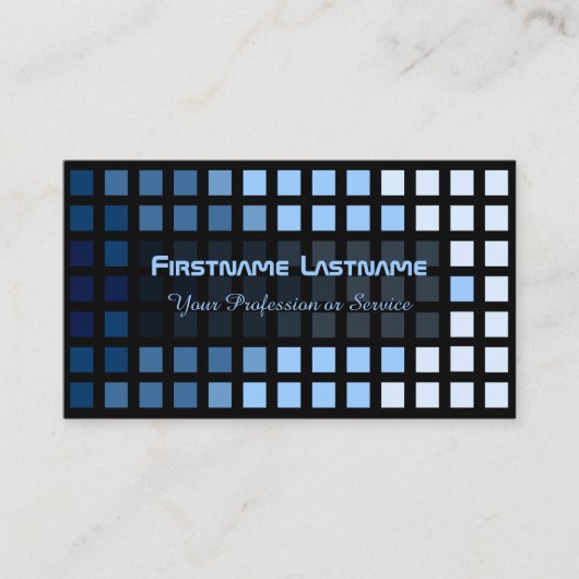 Elegant abstract blauwe vierkantjes blauwe schoppe visitekaartje (Voorkant)