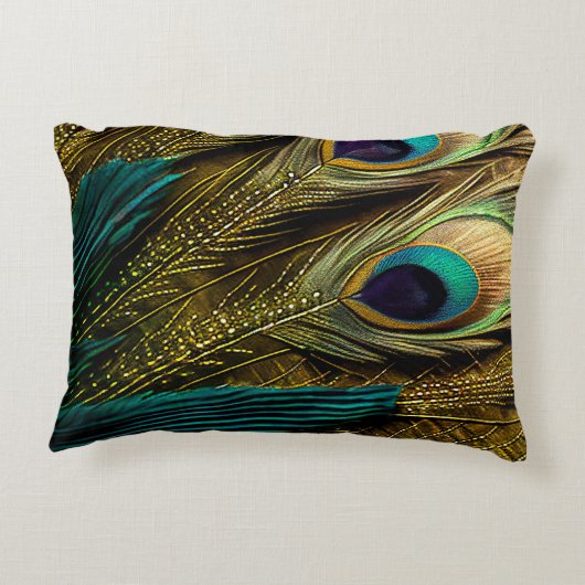 Elegant Abstract Blauwgroen blauw goudpels | Accent Kussen (Achterkant)