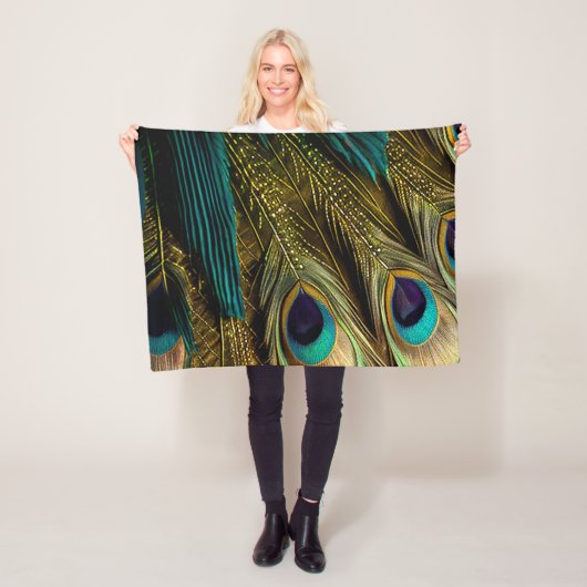 Elegant Abstract Blauwgroen blauw goudpels | Fleece Deken (In situ)
