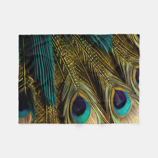 Elegant Abstract Blauwgroen blauw goudpels | Fleece Deken (Voorkant (Horizontaal))