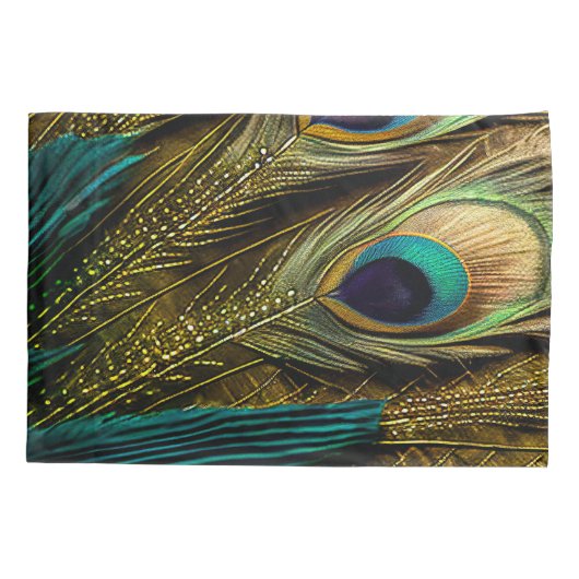 Elegant Abstract Blauwgroen blauw goudpels | Kussensloop (Achterkant-Links)