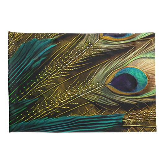 Elegant Abstract Blauwgroen blauw goudpels | Kussensloop (Achterkant-Rechts)