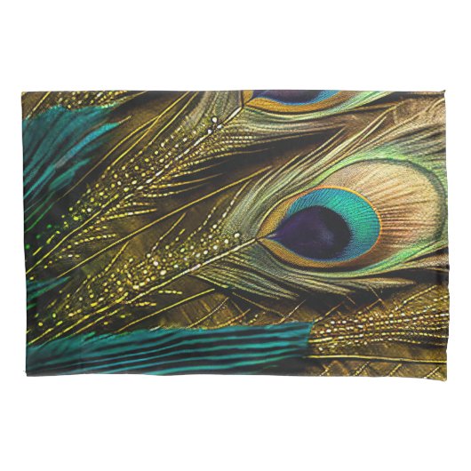 Elegant Abstract Blauwgroen blauw goudpels | Kussensloop (Voorkant-Links)