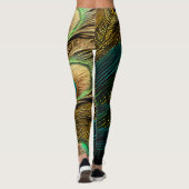 Elegant Abstract Blauwgroen blauw goudpels | Leggings (Achterkant)