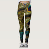 Elegant Abstract Blauwgroen blauw goudpels | Leggings (Voorkant)